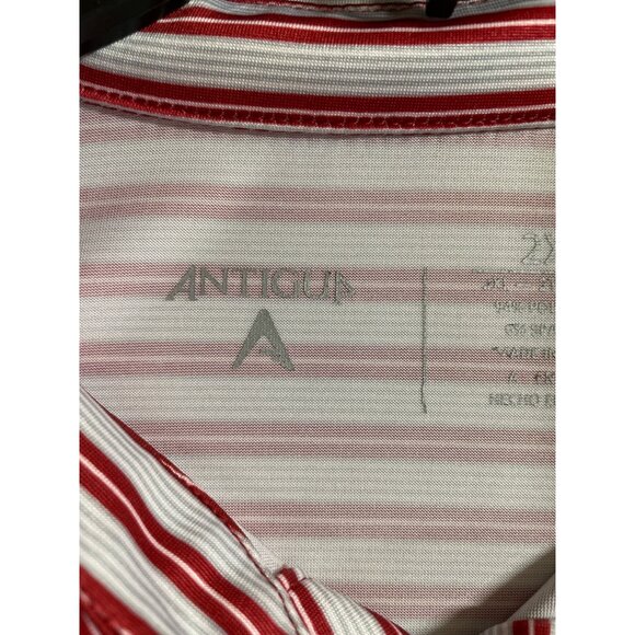 Antigua Ohio State Buckeyes Mens Size 2XL Red Turn Stripe Short Sleeve Polo OSU - Picture 7 of 9